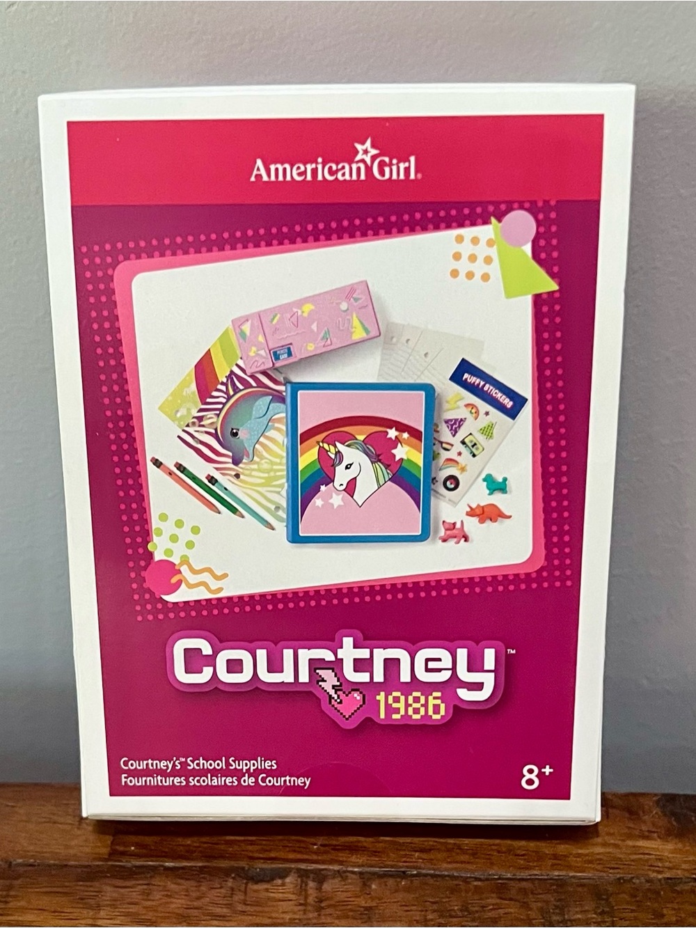 American Girl Courtney 1986 School Supplies Set - Pink and Rainbow